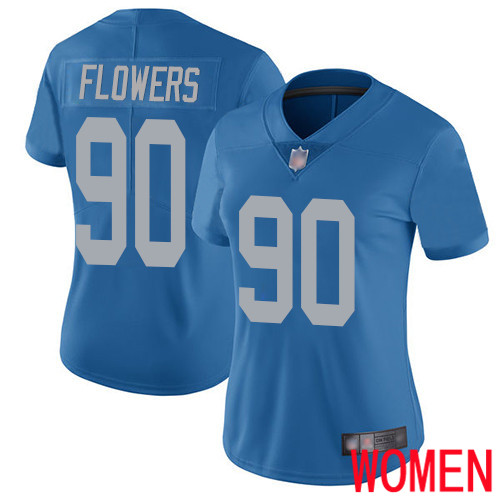 Detroit Lions Limited Blue Women Trey Flowers Alternate Jersey NFL Football #90 Vapor Untouchable->women nfl jersey->Women Jersey